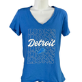 NFL Team Apparel Women's Blue Detroit Lions V Neck Short Sleeve Tee Shirt - S