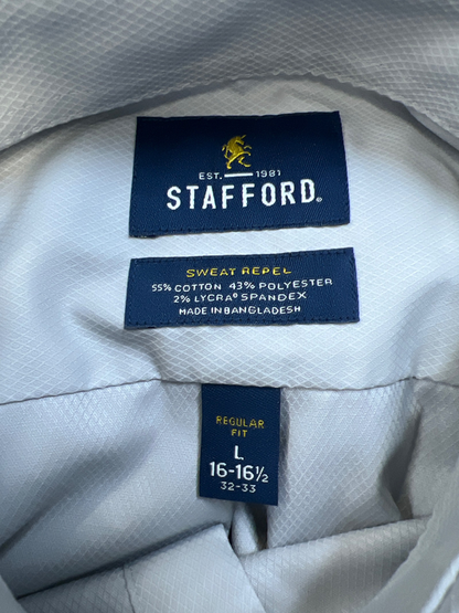 Stafford Men's Gray Sweat Repel Regular Fit Long Sleeve Button Up Shirt - L image 3