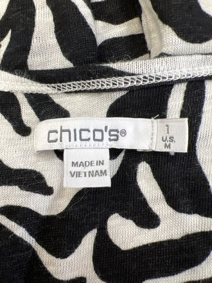 Chico's Women's White/Black Short Sleeve Linen T-Shirt - 1/US M image 3