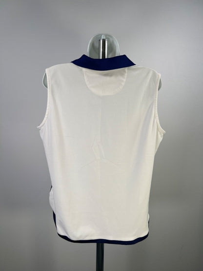 EP Pro Women's White/Blue Tour Tech Sleeveless Polo Golf Shirt - XL image 2