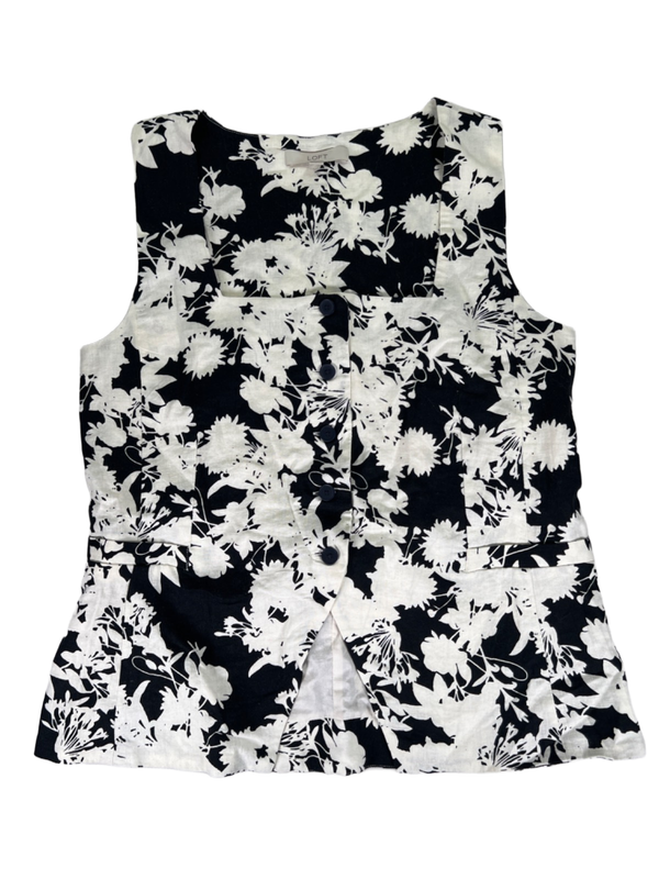 LOFT Women's Black/White Floral Sleeveless Button Up Blouse  W/ Maxi Skirt- L/12 image 2