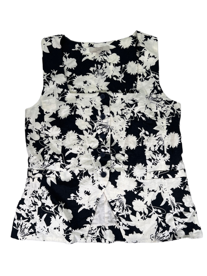 LOFT Women's Black/White Floral Sleeveless Button Up Blouse  W/ Maxi Skirt- L/12 image 2