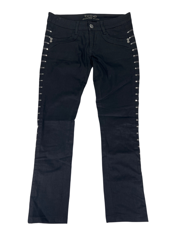 Bebe Women's Black Sequin Side Skinny Denim Jeans - 26