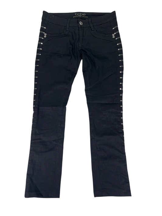 Bebe Women's Black Sequin Side Skinny Denim Jeans - 26