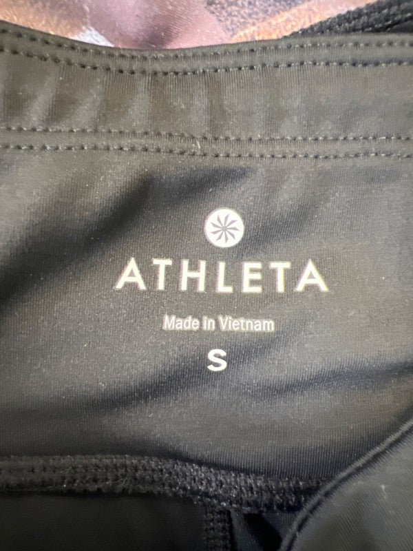 Athleta Women's Black/Multicolor Asymmetrical Mesh Sonar Athletic Leggings - S image 3
