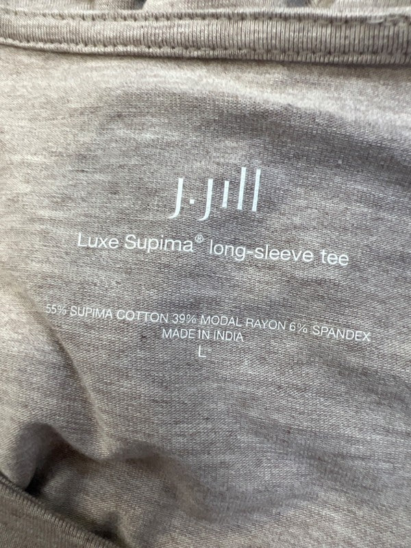 J Jill Women's Tan Heather Basic Long Sleeve Tee Shirt - L image 3