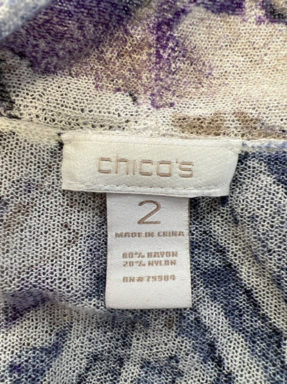 Chico's Women's Multicolor Sheer Open Front Elbow Sleeve Cardigan - 2/US 12 image 3