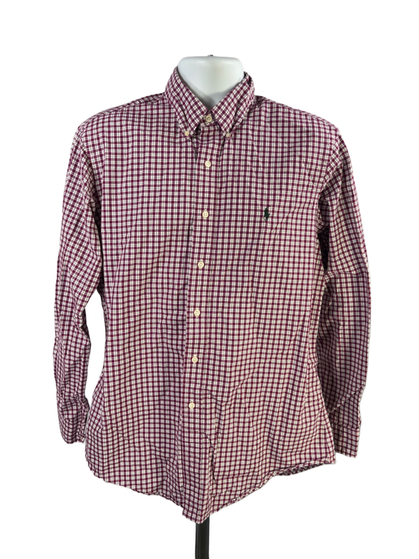 Ralph Lauren Men's Purple Plaid Custom Long Sleeve Button Up Shirt - 16.5-34/35