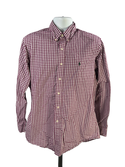 Ralph Lauren Men's Purple Plaid Custom Long Sleeve Button Up Shirt - 16.5-34/35