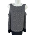 LOFT Women's Blue/White Woven Sleeveless Blouse - M Petite