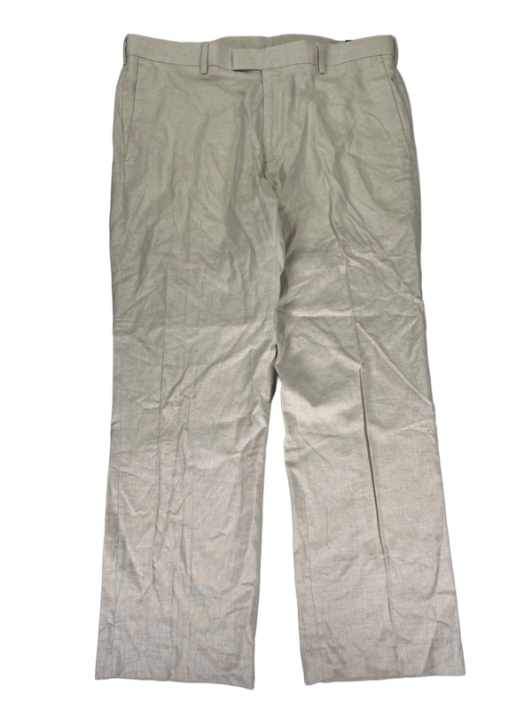 Perry Ellis Portfolio Men's Beige Linen Blend Modern Fit Dress Pants - 36x30
