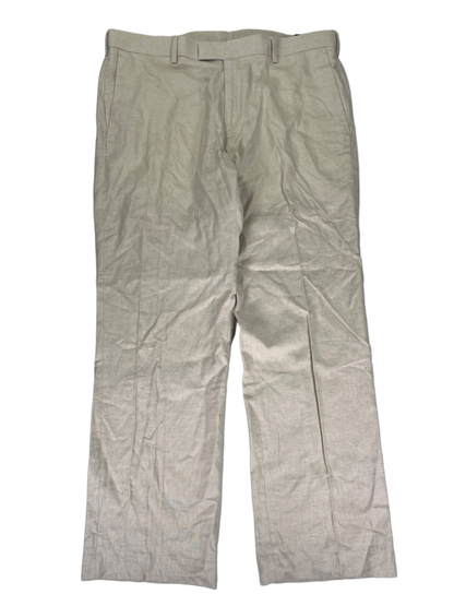 Perry Ellis Portfolio Men's Beige Linen Blend Modern Fit Dress Pants - 36x30