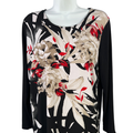 Chico's Women's Black/White Floral Long Sleeve Blouse - 1/US M