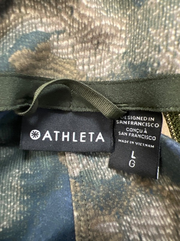 Athleta Women's Green/Blue Camoflauge Salutation Zip Up Long Sleeve Jacket - L image 3