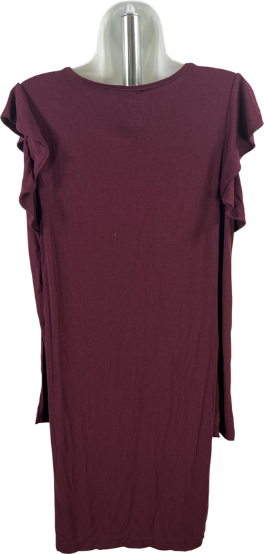 White House Black Market Women’s Burgundy Cold Shoulder Shirt Dress - S image 2