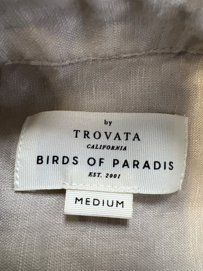 Trovata Birds of Paradis Women's Brown 100% Linen Button Up Shirt - M image 3