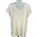 Banana Republic Women's White V Neck Short Cuffed Sleeve Shirt - L