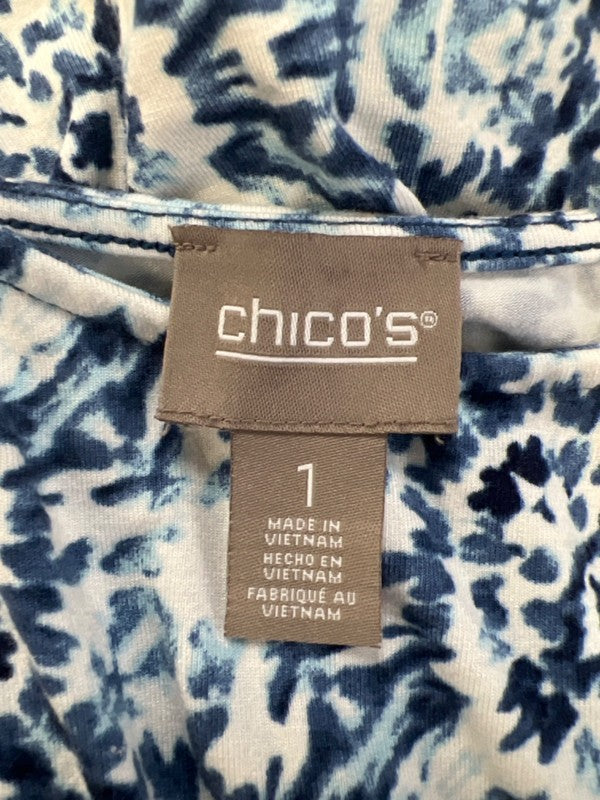Chico's Women's White/Blue Striped Asymmetrical Sleeveless Midi Dress - 1/US M image 3