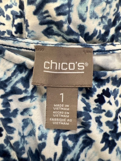 Chico's Women's White/Blue Striped Asymmetrical Sleeveless Midi Dress - 1/US M image 3