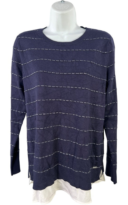 Calvin Klein Women’s Navy Blue Metallic Long Sleeve Sweater - M image 2