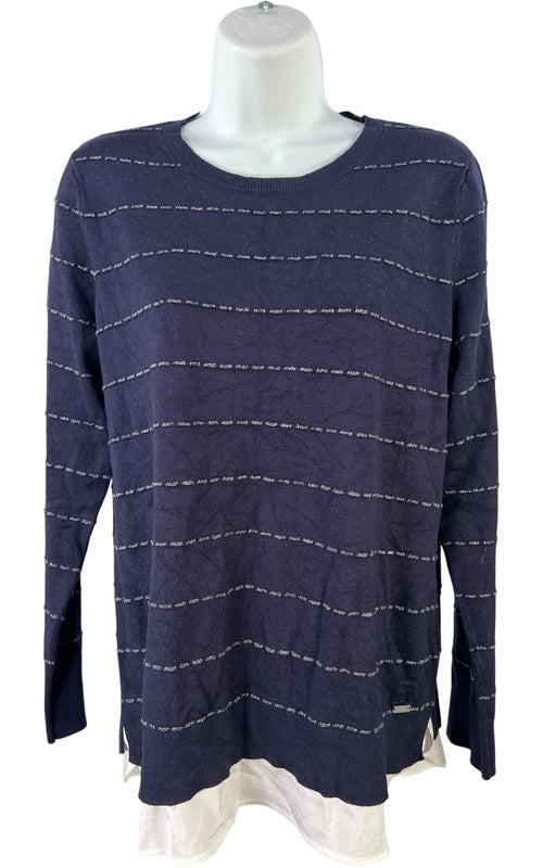 Calvin Klein Women’s Navy Blue Metallic Long Sleeve Sweater - M image 2