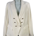 White House Black Market Women's White Double Breasted Blazer Jacket - 10