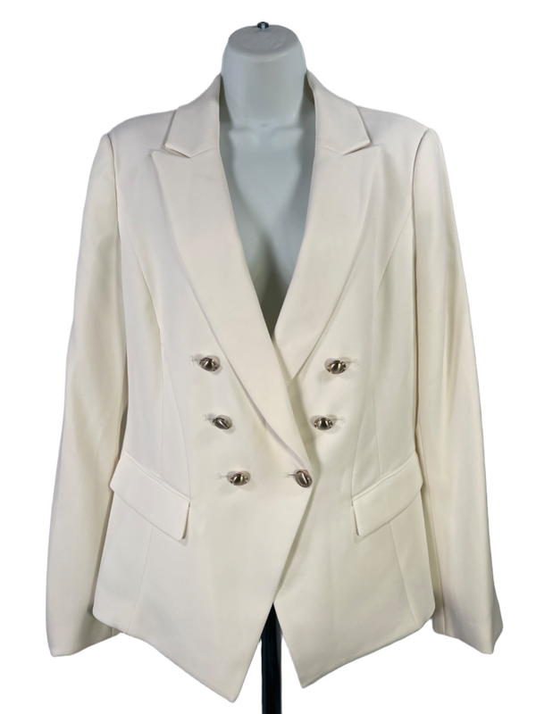 White House Black Market Women's White Double Breasted Blazer Jacket - 10