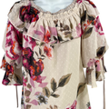White House Black Market Women’s Gray Floral Off The Shoulder Blouse - S