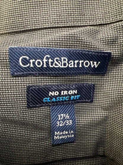 Croft & Barrow Men's Dark Gray Classic Fit Long Sleeve Button Up Shirt - 17.5 image 3