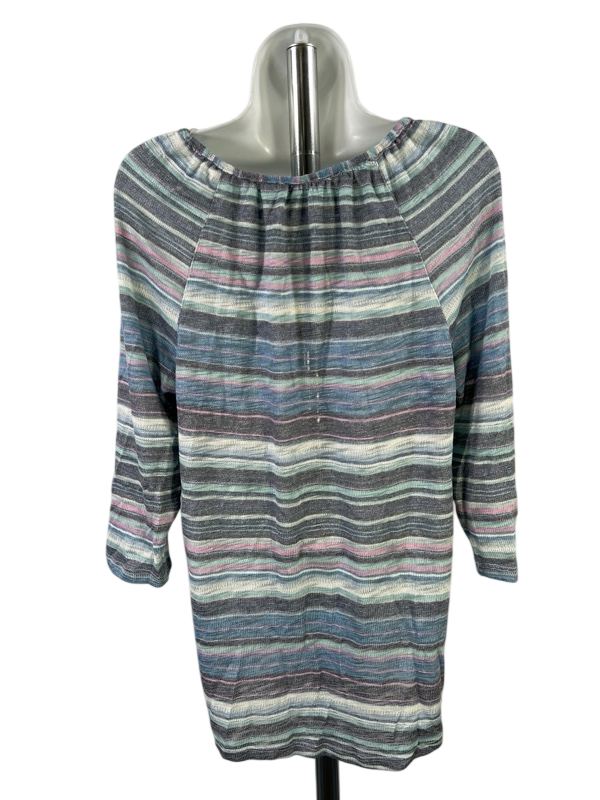 Christopher and Banks Women's Blue Striped 3/4 Sleeve Shirt - M image 2