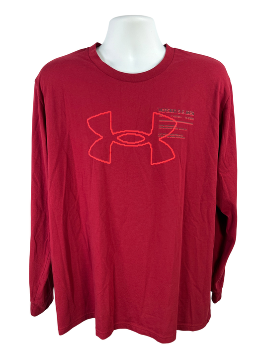 Under Armour Men's Red Long Sleeve Loose Fit T-Shirt - XL