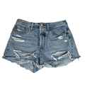Levi's Women's Light Wash 501 Original Distressed High Rise Denim Shorts - 28