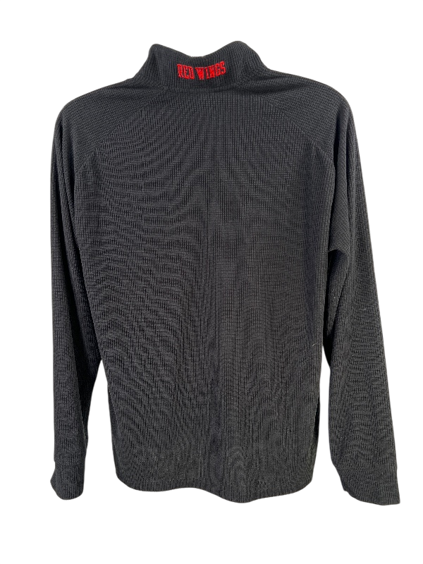 NHL Men's Black Detroit Red Wings Waffle Knit 1/4 Zip Pullover Jacket - L image 2