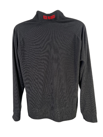 NHL Men's Black Detroit Red Wings Waffle Knit 1/4 Zip Pullover Jacket - L image 2