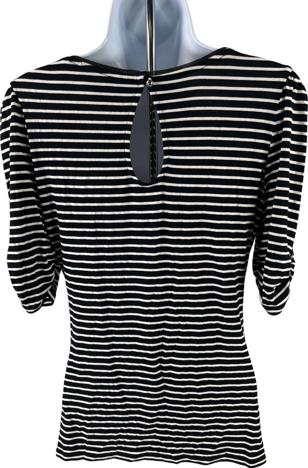 White House Black Market Women’s Black Striped Short Sleeve Scoop Neck Shirt - S