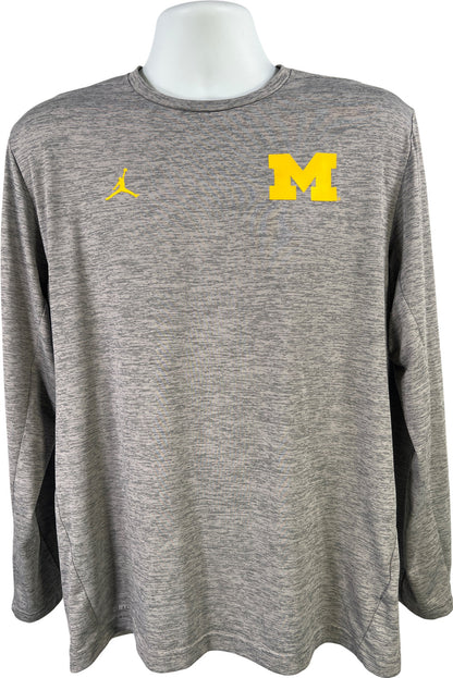 Nike Jordan Men’s Gray U of M Michigan Long Sleeve Athletic Shirt - L