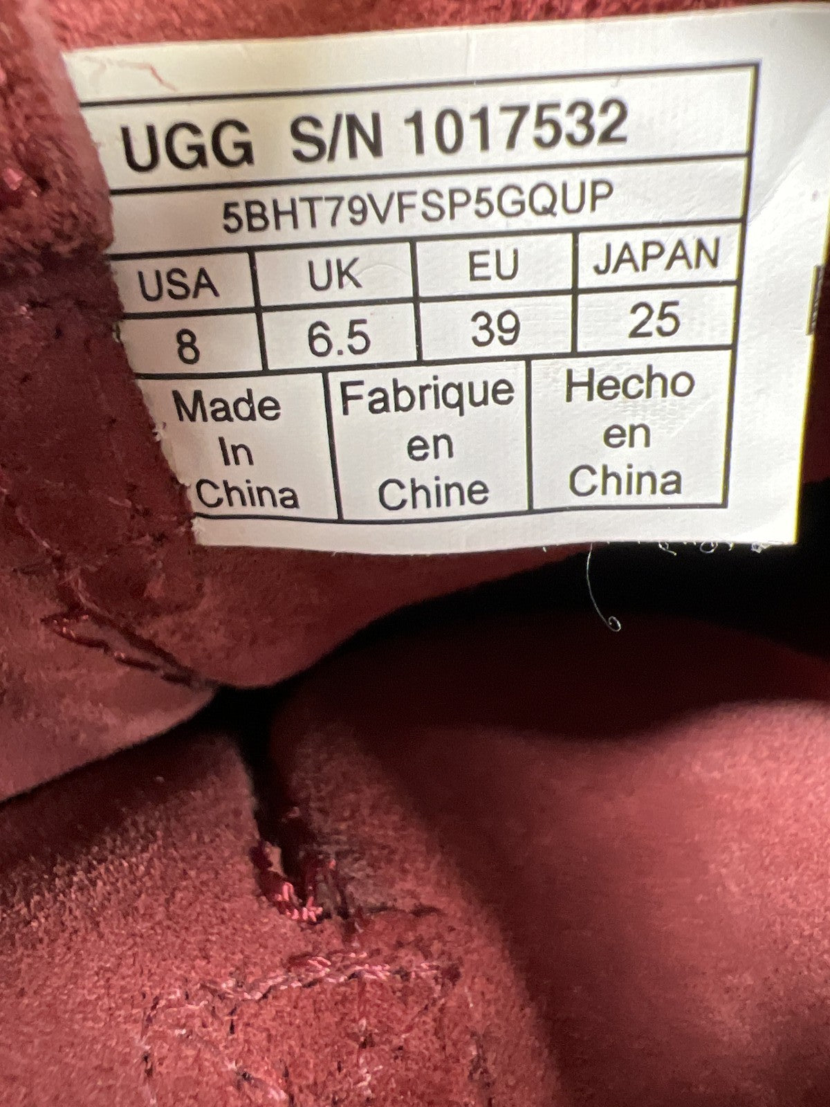 UGG Women’s Red Suede Unlined Mini Boots - 8