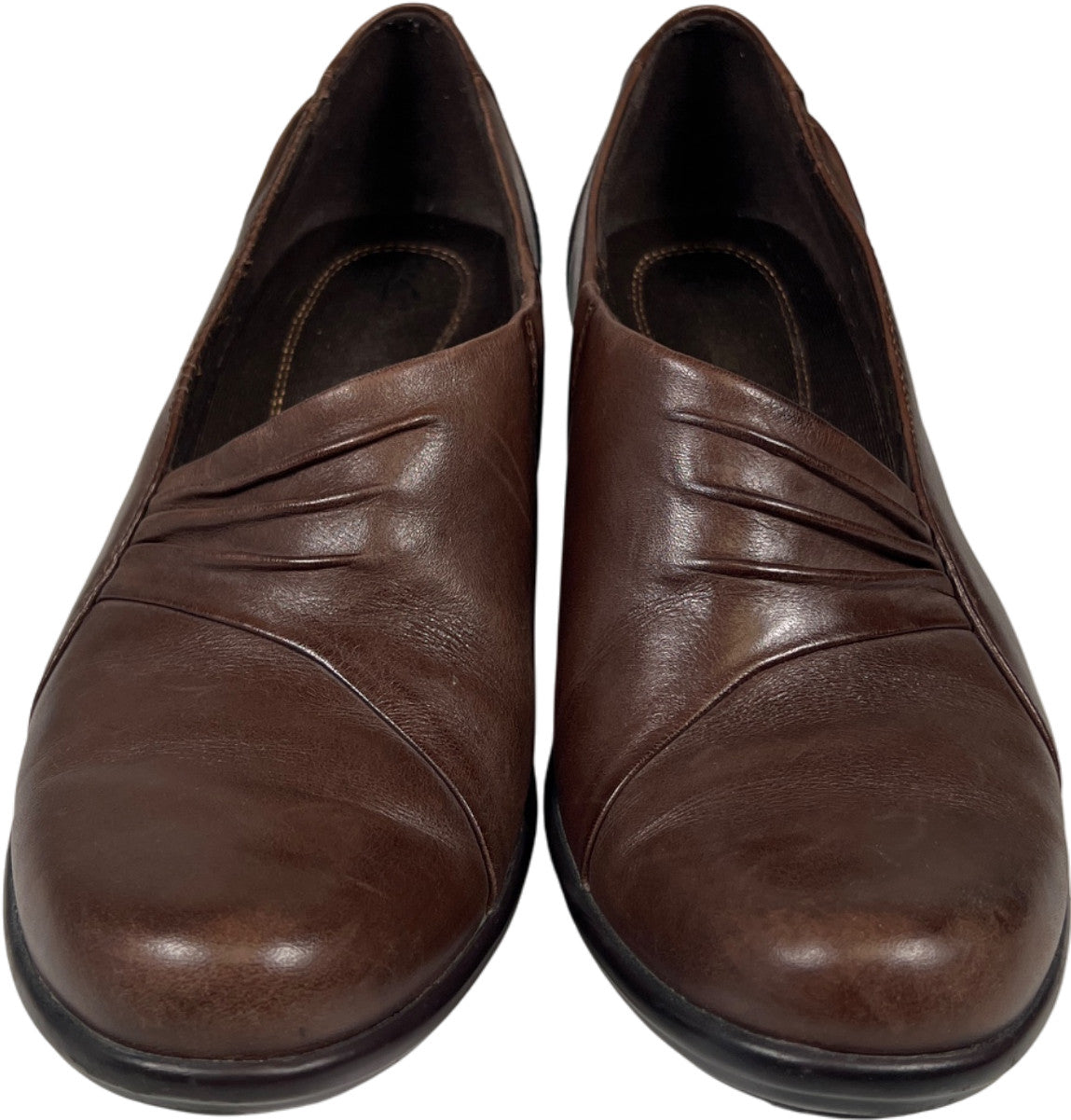 Clarks Women’s Brown Leather Slip On Heels - 8