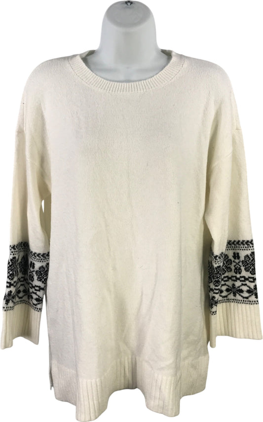 LOFT Women’s White Long Sleeve Soft Knit Pullover Sweater - L Petite