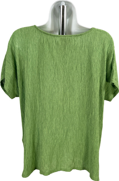 Chico’s Women’s Green Textured V-Neck Tie Front T-Shirt - 0/US S