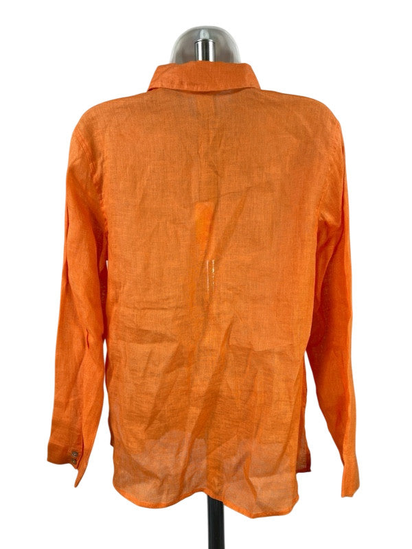C and C California Women's Orange Linen Button Up Shirt - S