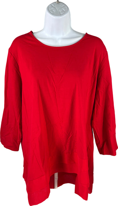 Chico’s Women’s Red 3/4 Sleeve Tiered Bottom Knit Top - 3/US XL