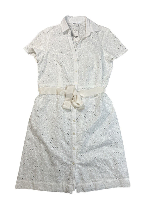 NEW Brooks Brothers Women's Floral Eyelet Belted Shirt Dress - 12