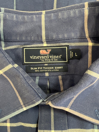 Vineyard Vines Men’s Blue Plaid Button Up Slim Fit Tucker Shirt - L