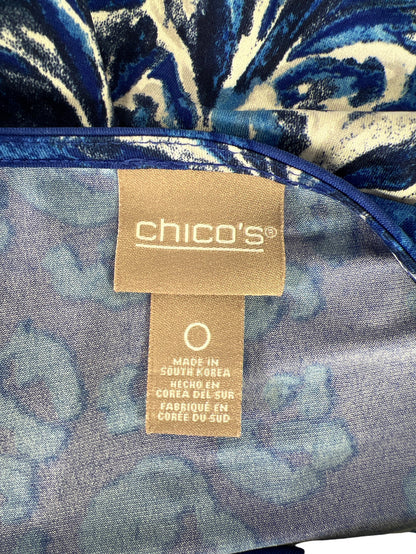Chico’s Women’s Blue Floral 3/4 Sleeve Blouse - 0/S