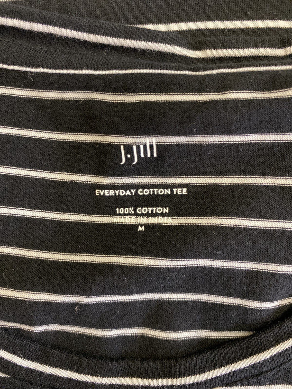 J.Jill Women’s Black Striped Short Sleeve Everyday Cotton T-Shirt - M