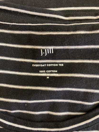 J.Jill Women’s Black Striped Short Sleeve Everyday Cotton T-Shirt - M
