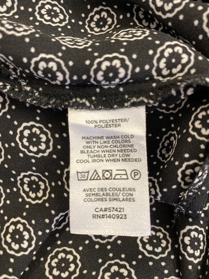 LOFT Women’s Black Pleated Front Ruffle Cap Sleeve Blouse - S