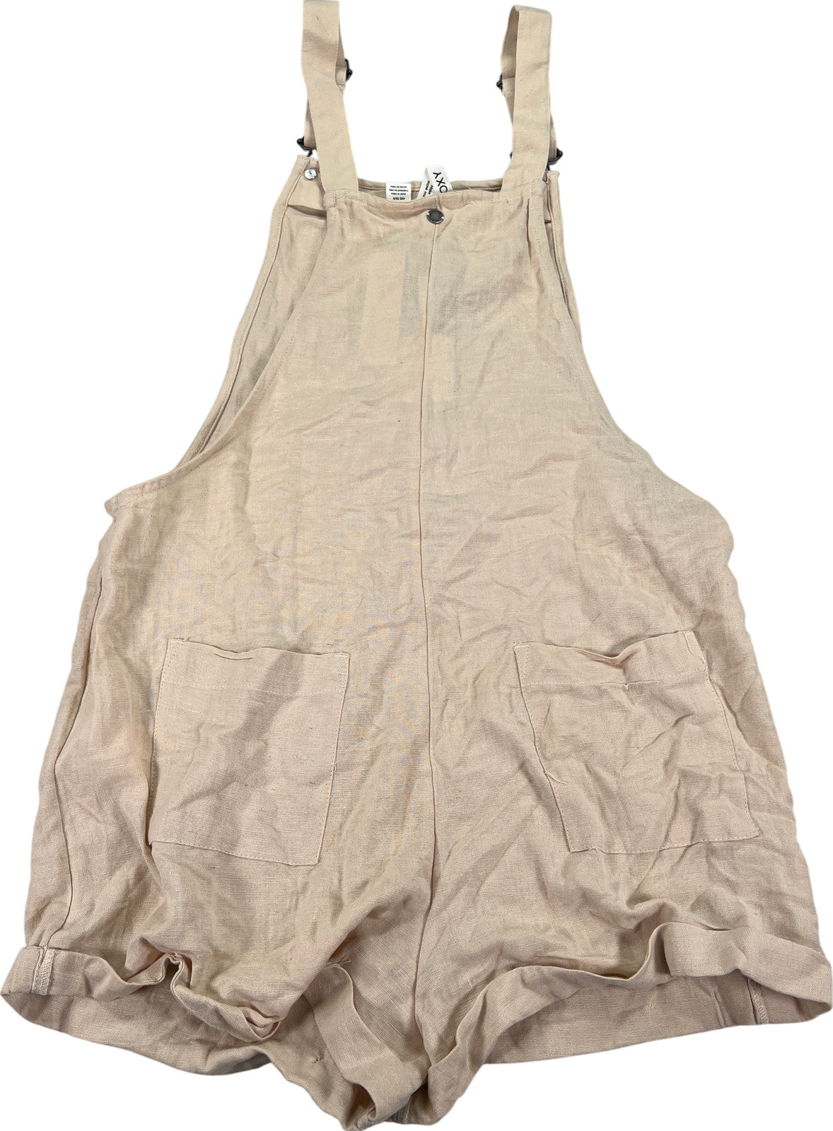 Roxy Women’s Beige Back To Goodbye Sleeveless Short Linen Blend Overalls - XS