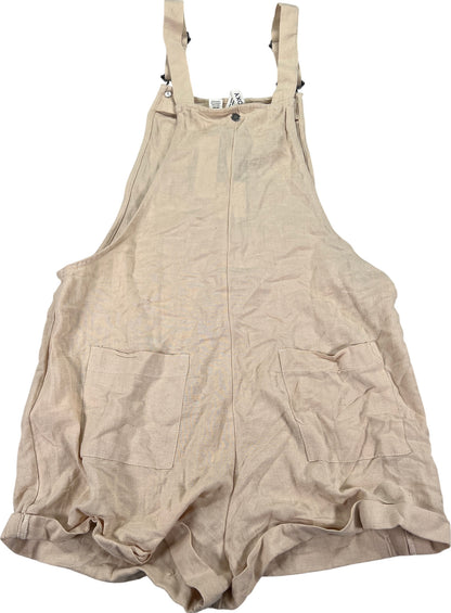 Roxy Women’s Beige Back To Goodbye Sleeveless Short Linen Blend Overalls - XS